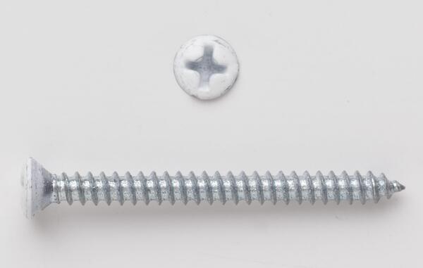 BO82W #8 X 2 OVAL PHILLIPS WHITE HEAD REGISTER SCREW ZINC PLATED